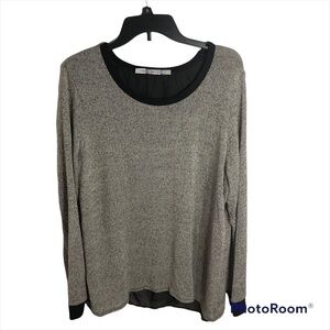 Gibson Faux Wrap Back Blouse Black White Gray Women’s 2X